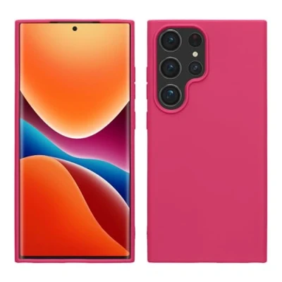 Abbildung von kwmobile Hülle kompatibel mit Samsung Galaxy S24 Ultra TPU Silikon Handyhülle weich schlank Case stoßabsorbierend flexibel kabelloses Laden Neon Pink