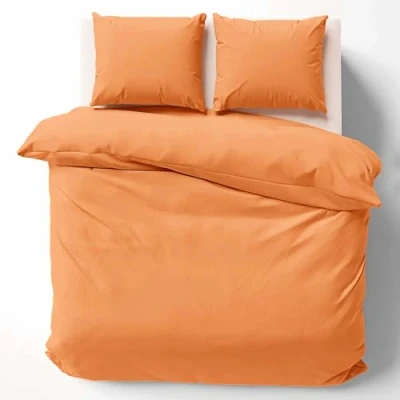 Abbildung von Cotton Castle Bettwäsche Bettgarnitur Bettbezug 100% Baumwolle 135x200 155x220 200x200 200x220, Farbe:Orange, Größe:200 x 200 cm