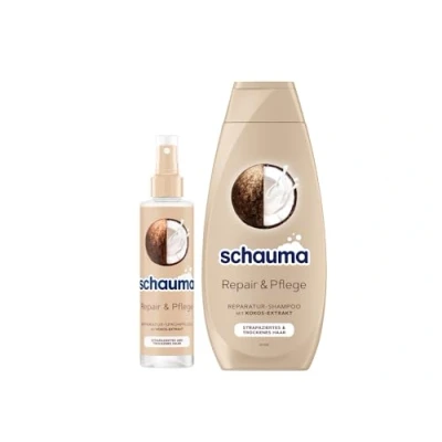 Abbildung von Schauma Sprühpflege Repair &amp; Pflege (200 ml) Hitzeschutz für regeneriertes Haar Reparatur Shampoo (400 glättet repariert, mit Kokos Extrakt