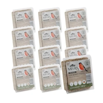 Abbildung von Dehner Natura Premium Wildvogelfutter, Wildvogelsnack, Futter Tafeln mit Insekten, Ganzjahresfutter proteinreich / kraftspendend, hochwertiges Vogelfutter für Wildvögel, 12 x 300 g (3.6 kg)