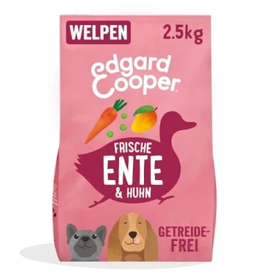 Abbildung von Edgard &amp; Cooper Welpenfutter, Trockenfutter für Hunde (Ente Huhn, 2.5kg), Hundefutter trocken, Getreidefrei, natürliche Zutaten und frisches Fleisch, voller essentieller Aminosäuren