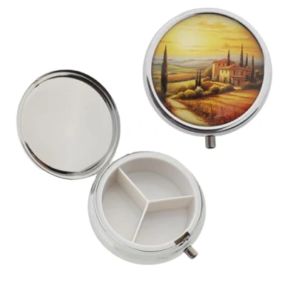 Abbildung von varivendo Pillendose &quot;Nostalgie&quot; Landschaft (Stück, 1 St., Pillendose), pill box Pillenturm Tablettenbox Tablettendosierer Pillenkasten