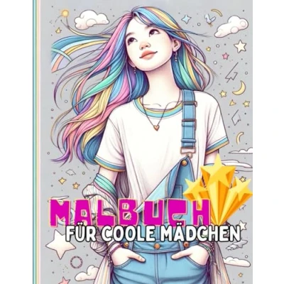 Abbildung von Malbuch Coole Mädchen ab 10 Jahren: Beschäftigungsbuch mit 50 Motiven (Portraits, Tiere, Muster) als Geschenk für und Teenager