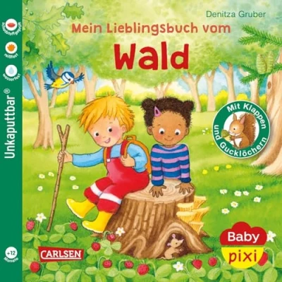 Abbildung von Baby Pixi (unkaputtbar) 129: Mein Lieblingsbuch vom Wald: Unzerstörbares Buch ab 12 Monaten über Waldtiere und Jahreszeiten mit Gucklöchern Klappen (129)