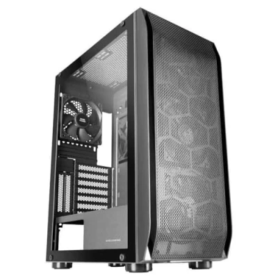 Abbildung von Mars Gaming MC S2 Weiß, Kompaktes Micro ATX PC Gehäuse, 2 FRGB Rainbow Lüfter mit Frontgitter, Volles Seitenfenster