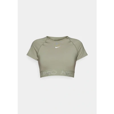 Abbildung von Nike Performance CROP TOP Sport Tshirt, Damen, Größe: Large, Light army/cargo khaki/white