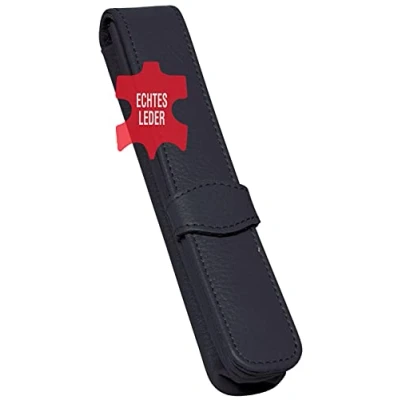 Abbildung von ONLINE Lederetui Schwarz für einen Stift, Kugelschreiber Etui, Schreibgeräte aller Marken, Echtleder, Geschenkidee Füller Leder Maße: (LxBxH) 14,5 x 2,5 cm