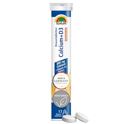 Abbildung von SUNLIFE SUNLIFE® Calcium + Vitamin D3 Tabletten hochdosiert Erhalt von Knochen 1 x täglich eine Tablette mit ausreichend Flüssigkeit schlucken