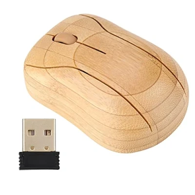 Abbildung von 2,4 GHz Bamboo Wireless Optical Mouse, 1600DPI Holzholz Weiche und Rauscharme für PC Laptop Computer
