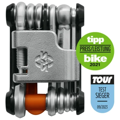 Abbildung von SKS GERMANY TOM Mini Tool Multifunktionswerkzeug Fahrrad (Miniwerkzeug Rad, aus rostfreiem Stahl/Aluminium, viele integrierte Werkzeug Funktionen), Silber