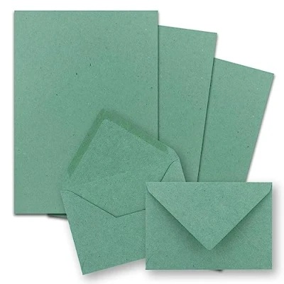 Abbildung von 25x Briefpapier Sets DIN A5 mit C6 Briefumschlägen Eukalyptus Nassklebung (Grün) Kraftpapier Blätter Kuverts FarbenFroh by GUSTAV NEUSER