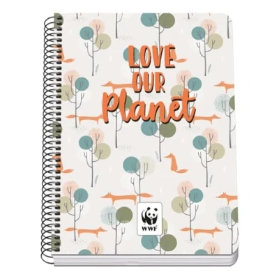 Abbildung von DOHE A5 Notizbuch, kariert, Spiralbindung, 80 Blatt, 90 g/m², 4 mm, fester Einband, WWF Love Our Planet, Schulmaterial