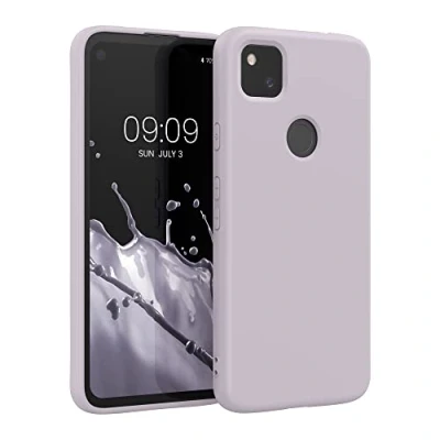 Abbildung von kwmobile Hülle kompatibel mit Google Pixel 4a gummierte TPU Silikon Handyhülle Schutzhülle für kabelloses Laden Case in Purple Cloud
