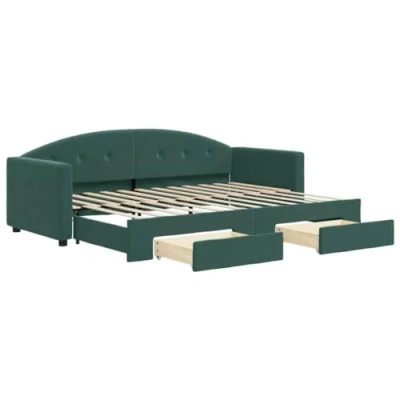Abbildung von vidaXL Bett Tagesbett Ausziehbar mit Schubladen Dunkelgrün 80x200 cm Samt