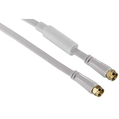 Abbildung von Hama 10m Sat Kabel Flach 95dB Antennen Video Kabel, F Stecker, Kein (1000 cm), 10m, Wetterschutzhülle, 4 fach geschirmt, Koaxial mit Stecker