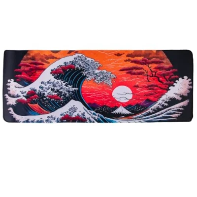 Abbildung von lachineuse XXL Mauspad Die große Welle 800 x 300 3 mm japanische Deko rutschfest und wasserfest Büro Geschenkidee Japan Asien