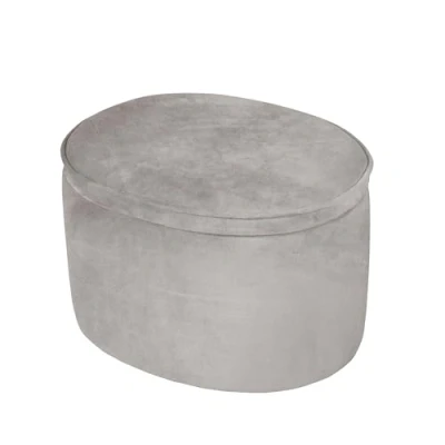 Abbildung von roba Kinderhocker Lil Sofa mit Stauraum Ovaler Hocker in grauem Samtstoff Polstermöbel Pouf für Kinderzimmer Sitzhöhe 27 cm