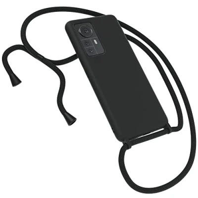 Abbildung von EAZY CASE Premium Silikon Handykette kompatibel mit Xiaomi 12 Pro Handyhülle Umhängeband, Handykordel Schutzhülle, Silikonhülle, Hülle Band, Kette für Smartphone, Schwarz
