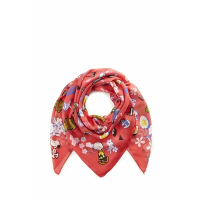 Abbildung von CODELLO printed square Peanuts Snoopy scarf Schal Tuch (Rot)