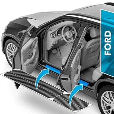Abbildung von uProtect Auto Einstiegsleisten Schutz für Ford Tourneo Connect 3 (III) I 2022 2025 Schutzfolie Autotür Zubehör Zierleisten Lackschutzfolie Carbon Schwarz