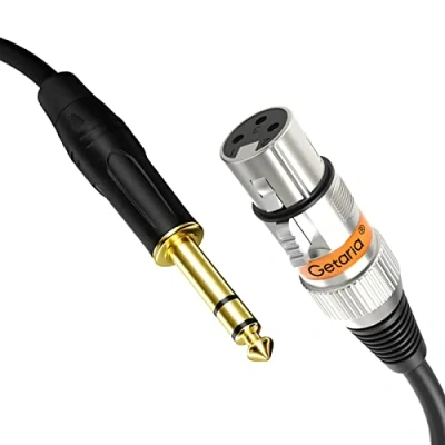 Abbildung von Getaria Klinke 6,35 mm auf XLR Stecker 3 poliges Audio kabel, Geflochtenes 1/4 TRS Stereo Gitarren kabel