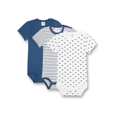 Abbildung von Sanetta Body Kurzarm (Dreierpack) Blau Ringel und Weiß Hochwertiger nachhaltiger für Jungen aus Bio Baumwolle. Inhalt: 3er Set Baby 056