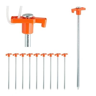 Abbildung von Relaxdays Felsbodenhering 10er Set, Erdanker für Harte Böden, 25 cm, Bodenanker, Zeltzubehör, Stahl verzinkt, orange, x 4 1.5 cm