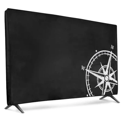 Abbildung von kwmobile 65&quot; TV Hülle Indoor Fernseher Bildschirmschutz Abdeckung Bildschirm Staubschutzhülle Kompass Vintage Weiß Schwarz