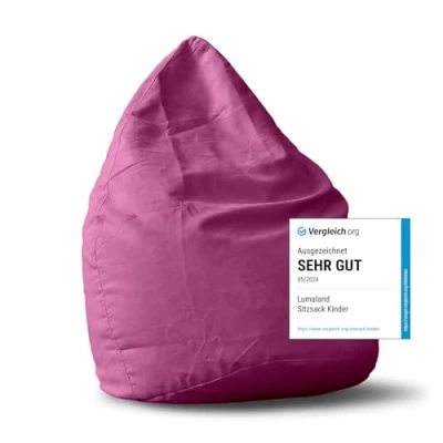 Abbildung von Lumaland Sitzsack Luxury 60x45cm Microvelours Beanbag mit extra weichem &amp; robustem Stoff für Erwachsene Kinder Ideal geeignet Kinderzimmer Sessel Stuhl Bean Bag [Pink]