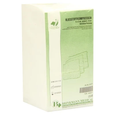 Abbildung von Vliesstoff kompressen Unsteril 5x5 cm 4f 100 St