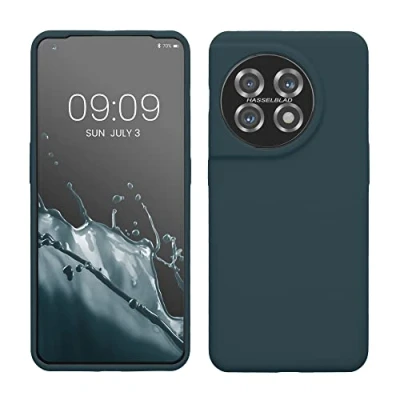 Abbildung von kwmobile Hülle kompatibel mit OnePlus 11 Silikon Handy Case Handyhülle weiche Oberfläche kabelloses Laden Dunkler Schiefer