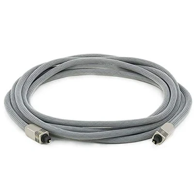 Abbildung von Monoprice 102765 Premium S/PDIF (Toslink) Digital Optical Audio Cable Silver 12ft Heavy Duty Mesh Jacket, Metal Connector Heads, For Play Station, Xbox one, Home theater &amp; More