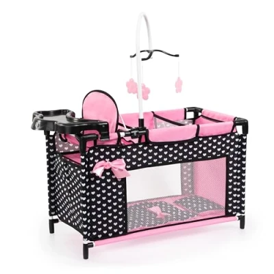 Abbildung von Bayer Design Puppenbett Multi, Schwarz/Rosa