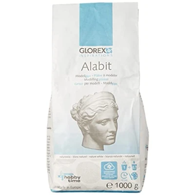 Abbildung von Glorex Bastelnaturmaterial Alabit Modellgips 1 kg, naturweiß