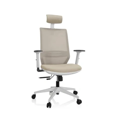 Abbildung von hjh OFFICE 820027 Bürostuhl ergonomisch PROFONDO PRO W Drehstuhl mit Verstellbarer Lordosenstütze, Stoff/Netz Beige