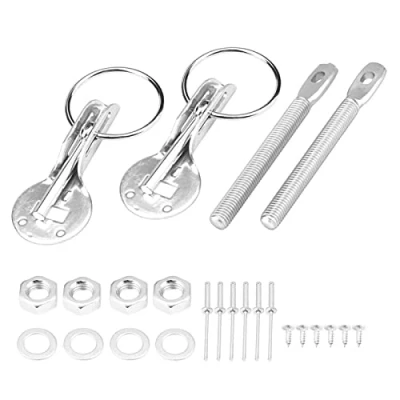 Abbildung von Motorhauben Pin Lock Kit Universal Pins Latch für Rennsportwagen(Silber)