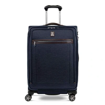 Abbildung von Travelpro Platinum Elite Softside erweiterbares aufgegebenes Gepäck, Spinner Koffer mit 8 Rädern, TSA Schloss, Herren und Damen, echtes Marineblau, kariert, mittelgroß, 72 x 47 30 cm