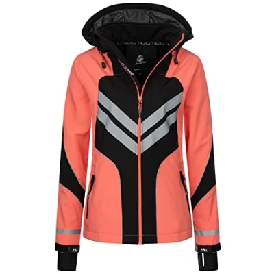 Abbildung von Rock Creek Damen Softshell Jacke Windbreaker Regenjacke Übergangsjacke Softshelljacke Damenjacke Regenmantel Outdoorjacke Kapuze D 468 Coral XXL