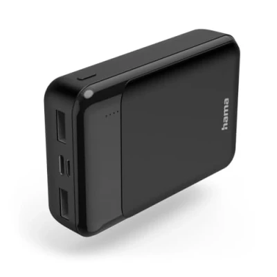 Abbildung von Hama Power Pack, 10000 mAh, 1x USB C, 2x A, Schwarz Powerbank mAh (3,7 V)