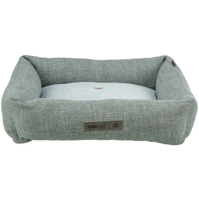 Abbildung von TRIXIE Hundebett Viviana 100x70 cm in blau grau eckiges Kuschelbett mit weichem Samtbezug, Hundekorb für große Hunde,fest integriertes Kissen, Rutschfester Boden weich &amp; waschbar 37542
