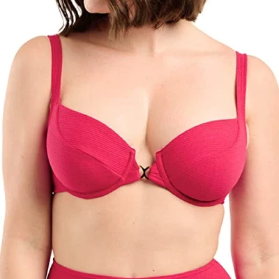 Abbildung von Sans Complexe Damen Glamourous Textured Badeanzug Top mit Bügel, Kirschrot, 80E