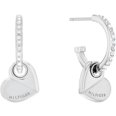 Abbildung von Tommy Hilfiger LOVE Ohrringe silvercoloured/white, Damen, Größe: One Size, Silver coloured/white
