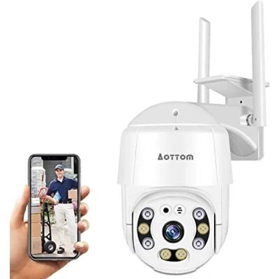 Abbildung von Überwachungskamera Aussen, 1080P WLAN IP Kamera Outdoor PTZ Dome Kamera, Sicherheitskamera mit Bewegungsmelder, 40m Nachtsicht, 2 Wege Audio, IP66 Wasserdicht, APP YI Lot, SD Kartenslot(MAX.128 GB)