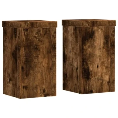 Abbildung von vidaXL Blumenständer Pflanzenständer 2 Stk. Räuchereiche 10x10x18 cm Holzwerkstoff (2 St)