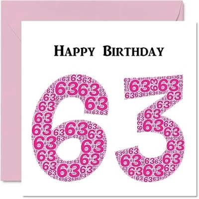 Abbildung von lustige Geburtstagskarte zum 63. Geburtstag für Frau Shapecloud Happy Birthday Karte Vater, Mutter, Großvater, Nanny, Oma, Onkel, Tante, Cousin, 145 mm x Grußkarten,
