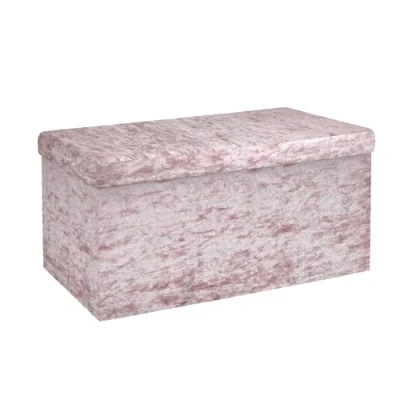 Abbildung von Intirilife Sitzbank (Faltbare 76x38x38 cm in Samt Ros), Sitzwürfel mit Stauraum und Deckel Samtbezug Sitzhocker