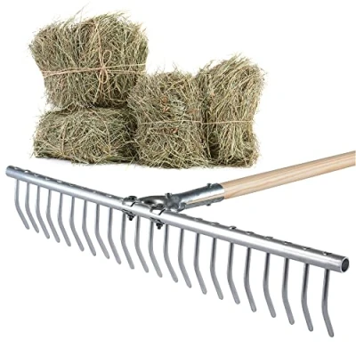 Abbildung von KADAX Rechen, Heurechen mit langem Stiel aus Holz, breite Harke für Garten, Beet, Rasen, Bequeme Gartenharke, Rasenrechen, Laubrechen, Gartengerät, Gartenwerkzeug (Aluminium)