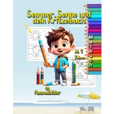 Abbildung von Sonne, Sommer und dein Kritzelbuch Malbuch für Kinder ab 3 Jahren Mein erstes mit 48 Motiven DIN A4: lieben ... Jungen Mädchen Lasst uns malen!