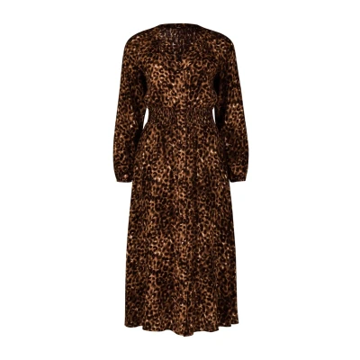 Abbildung von zero MIDI MIT Leoprint Blusenkleid, Damen, Größe: 38, Camelblack