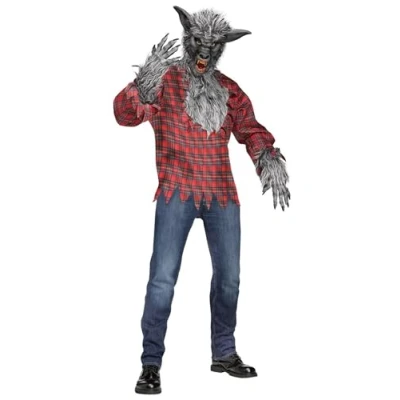 Abbildung von Fun World Kostüm Werwolf grau, Spektakuläres Monster für Halloween und Fasching
